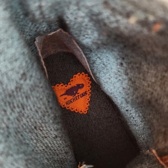 Rocket Dog Chunky Ankle Boot Lace Up Vegan Leather Plaid Fabric Size 6 1/2 Brown - Picture 2 of 12